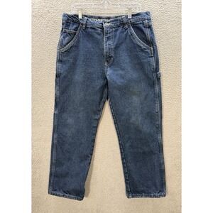 Smiths Jeans Mens 36x30 Blue Carpenter Flannel Lined Workwear Chore Barn Outdoor